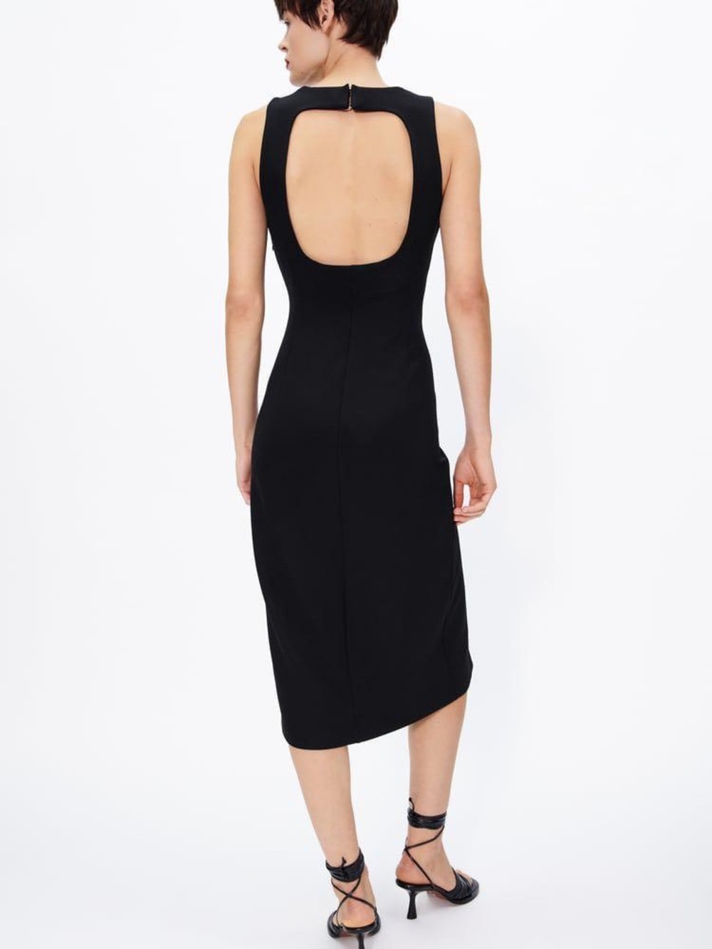 Zara Classic Black Sleeveless Midi Dress with Front Slit - Picture 2 of 4